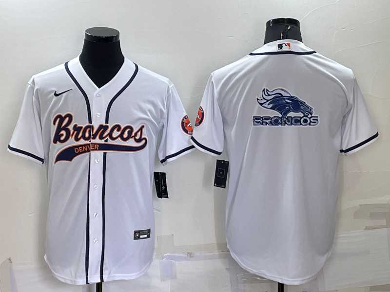 Men's Denver Broncos White Team Big Logo With Patch Cool Base Stitched Baseball Jersey,We sell and wholesale Men's Denver Broncos White Team Big Logo With Patch Cool Base Stitched Baseball Jersey on line form chian!